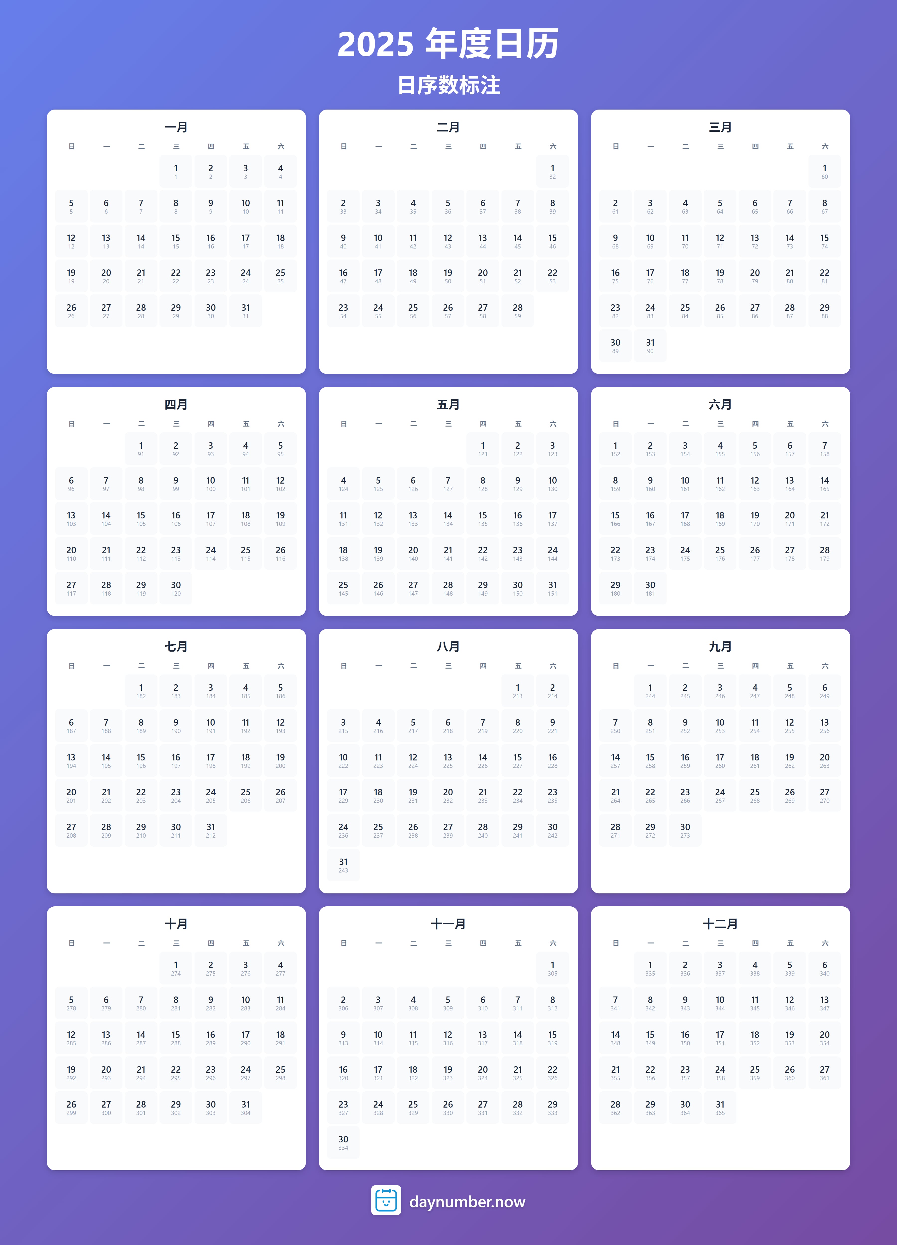 2025-day-numbers-Calendar-zh-bg-bluepurple-day-number